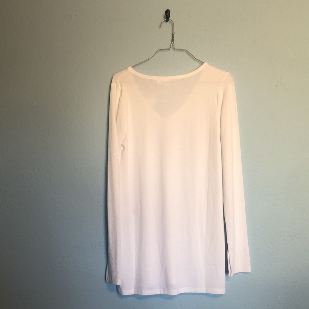 NWT GAP Womens Size Small Crisp White V-Neck Tunic Sweater Shirt Top Side Slits - Picture 3 of 9